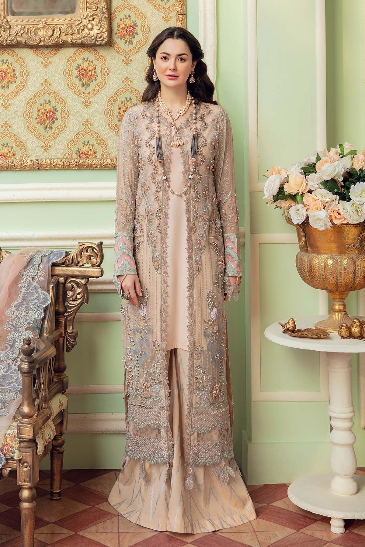 ROSE CLAIRE NL-30 | Nureh The Secret Garden Luxury Formals Collection 2022 | Unstitched Embroidered Chiffon Suits