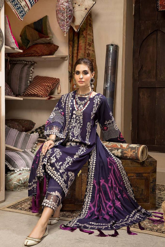 CNW-7 | Charizma Naranji Unstitched Embroidered Khaddar With Embroidered Shawl Vol-1 Collection | Unstitched Embroidered Suit