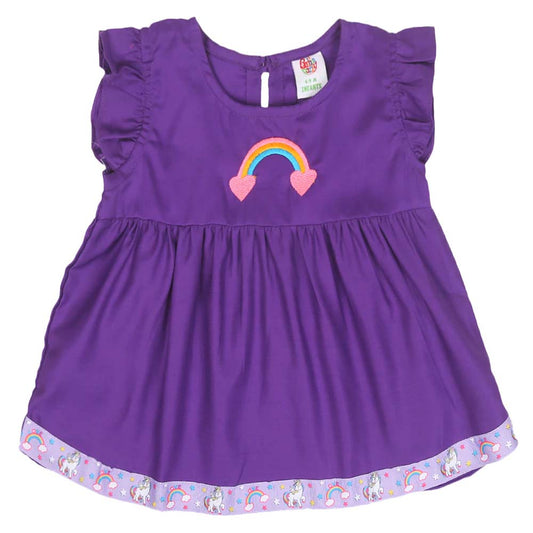Infants Girls Embroidered Top Rainbow Embroidery - Purple | Bachaa Party Baby Clothes Girls Tops & T-Shirts