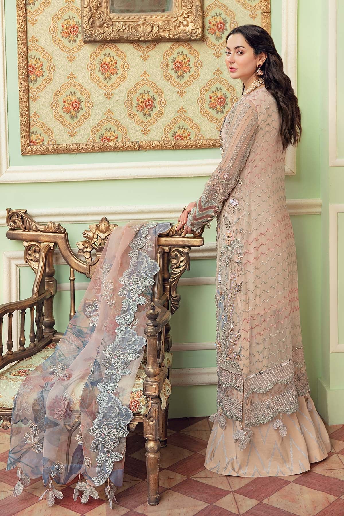 ROSE CLAIRE NL-30 | Nureh The Secret Garden Luxury Formals Collection 2022 | Unstitched Embroidered Chiffon Suits