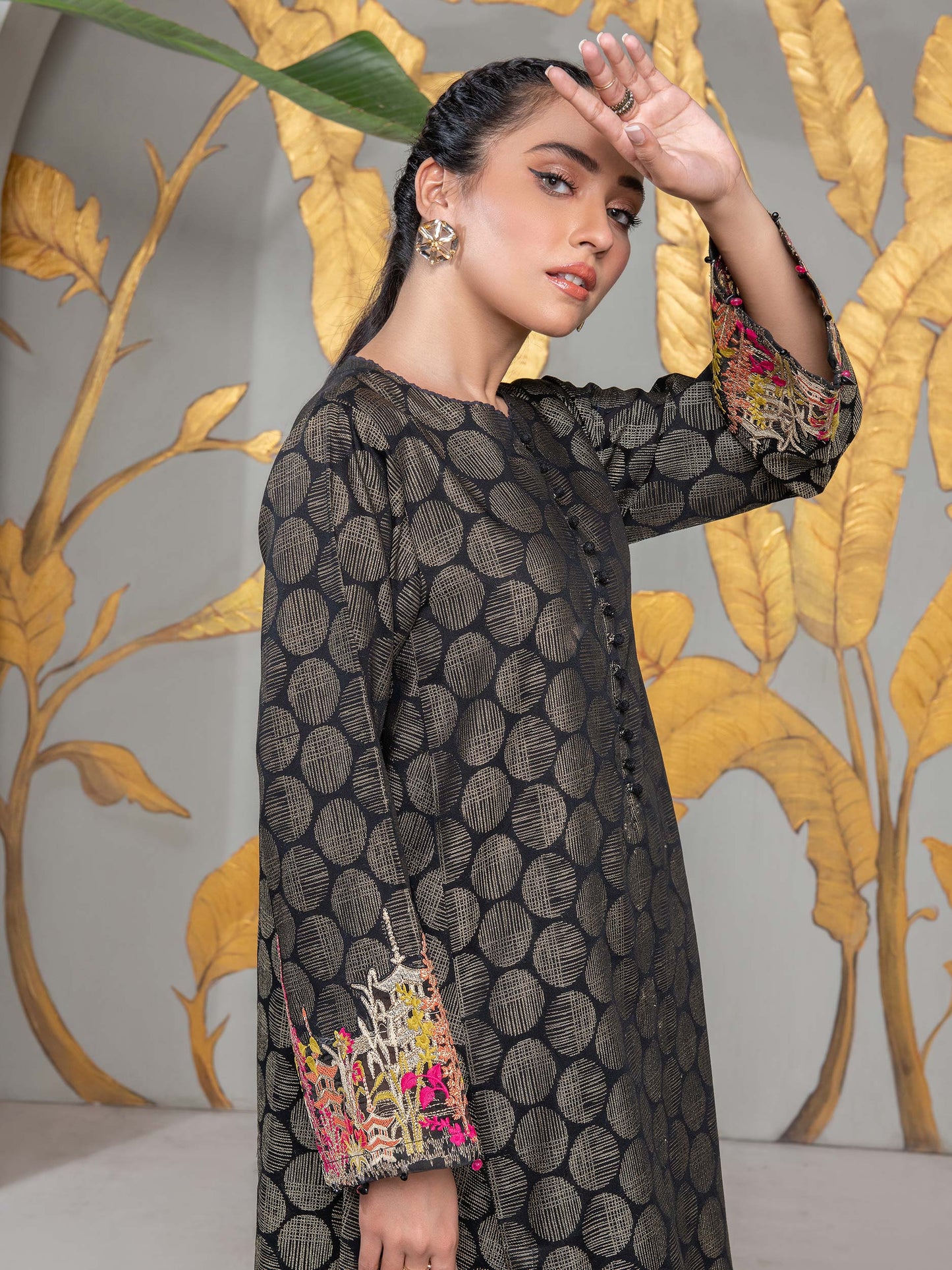 Jacquard Shirt-Embroidered (Unstitched) | Lime Light Women Eid Collection 2023