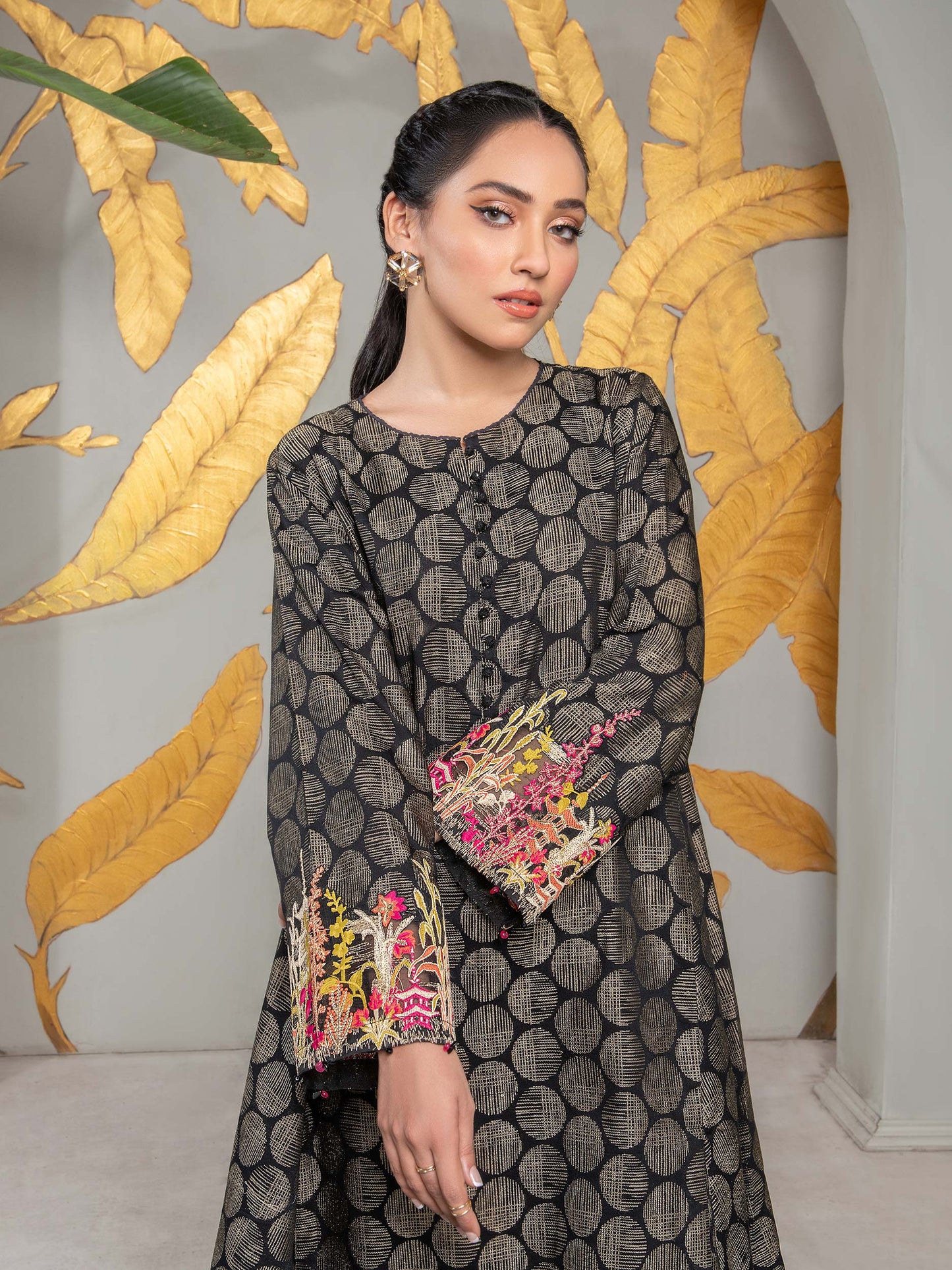 Jacquard Shirt-Embroidered (Unstitched) | Lime Light Women Eid Collection 2023