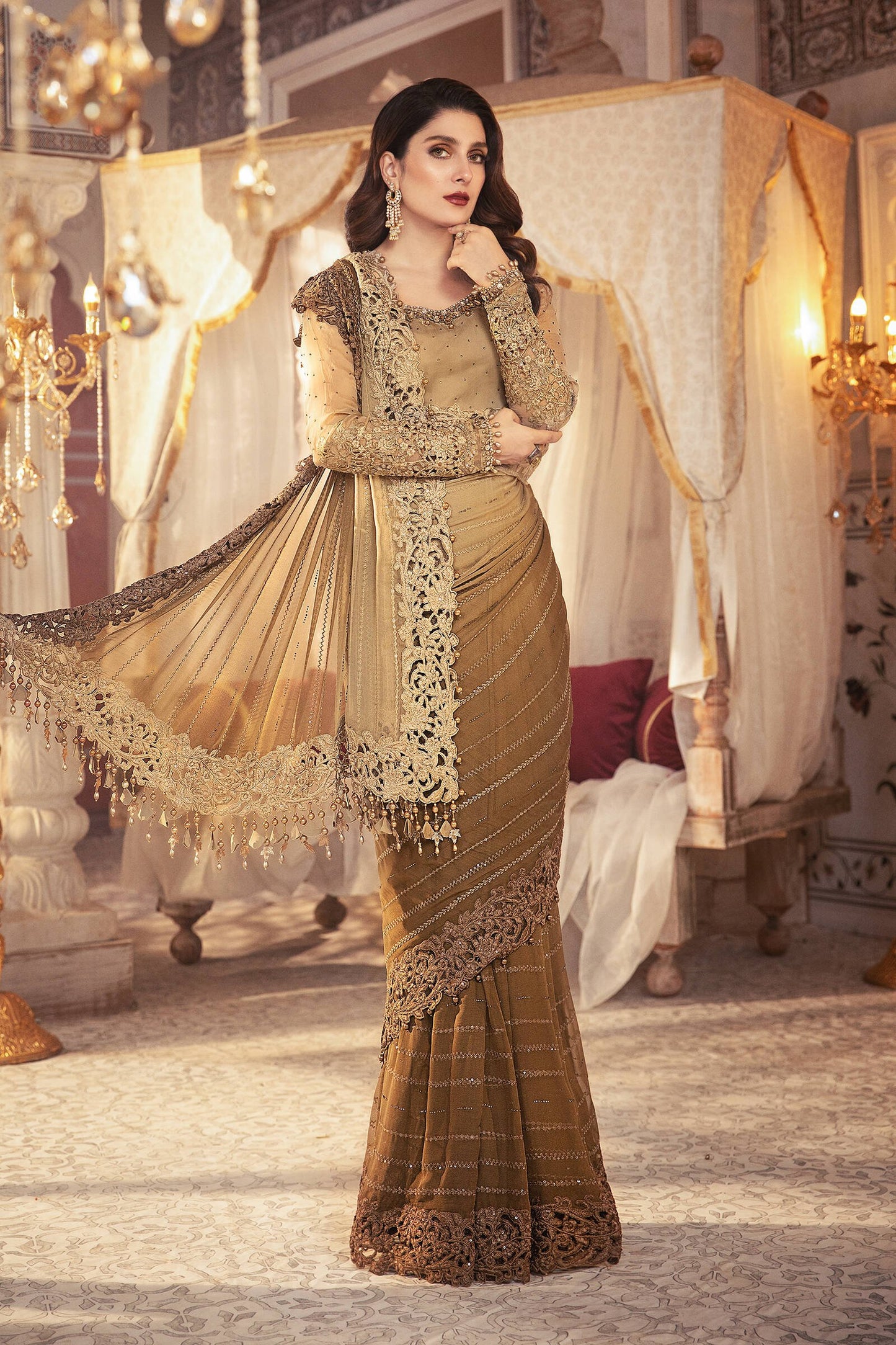 BD-2306 Chocolate Cappuccino | Maria B Mbroidered Winter Wedding Collection 2021 | Unstitched Embroidered Suits