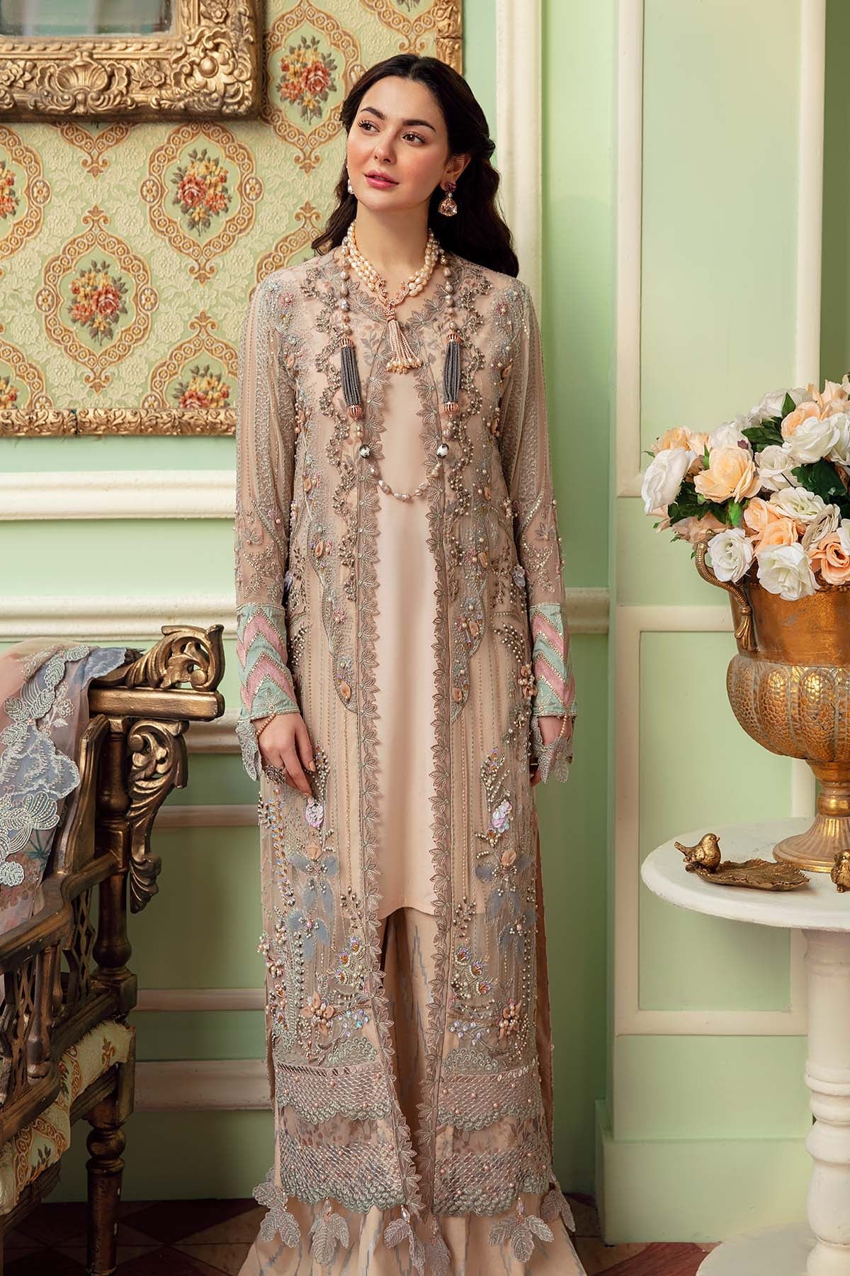 ROSE CLAIRE NL-30 | Nureh The Secret Garden Luxury Formals Collection 2022 | Unstitched Embroidered Chiffon Suits