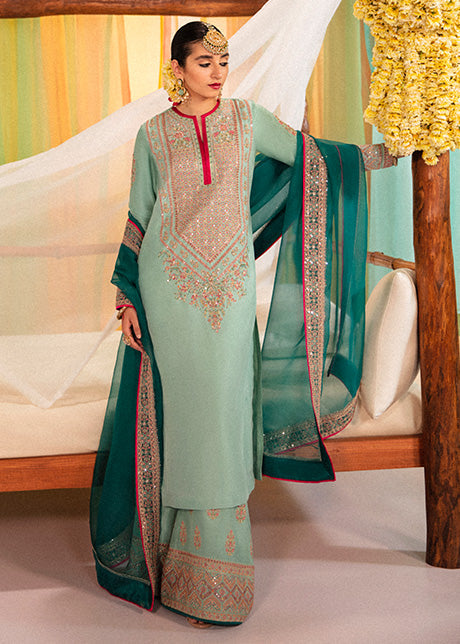 Imroz  | Hussain Rehar Khawab Ghar Eid Luxury Pret RTW Collection 2022 | Stitched Organza Silk Suit