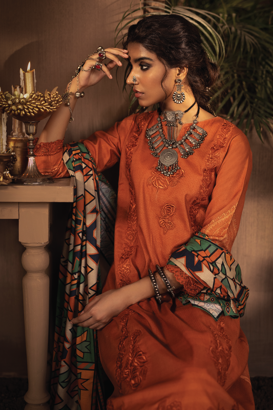 ILC-10 INARA -3PC | Iznik Zarafshan Linen Collection 2021 | Unstitched Embroidered Linen Organza Suits