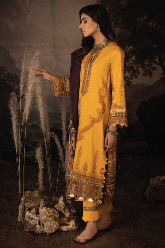 ILC-06 THORAYA -3PC | Iznik Zarafshan Linen Collection 2021 | Unstitched Embroidered Linen Organza Suits