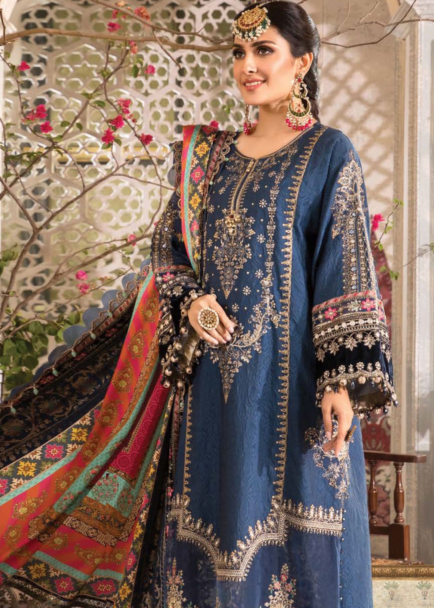 Midnight Blue (BD-2407) | Maria B Mbroidered Heritage Edition 2022 | Unstitched Embroidered Katan Suits