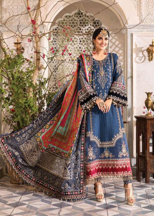 Midnight Blue (BD-2407) | Maria B Mbroidered Heritage Edition 2022 | Unstitched Embroidered Katan Suits