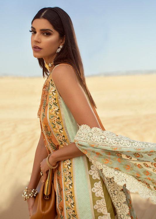 Eclectic Breeze - 4B - Summery Tangerine | Crimson Serendipity Luxury Lawn Collection 2022