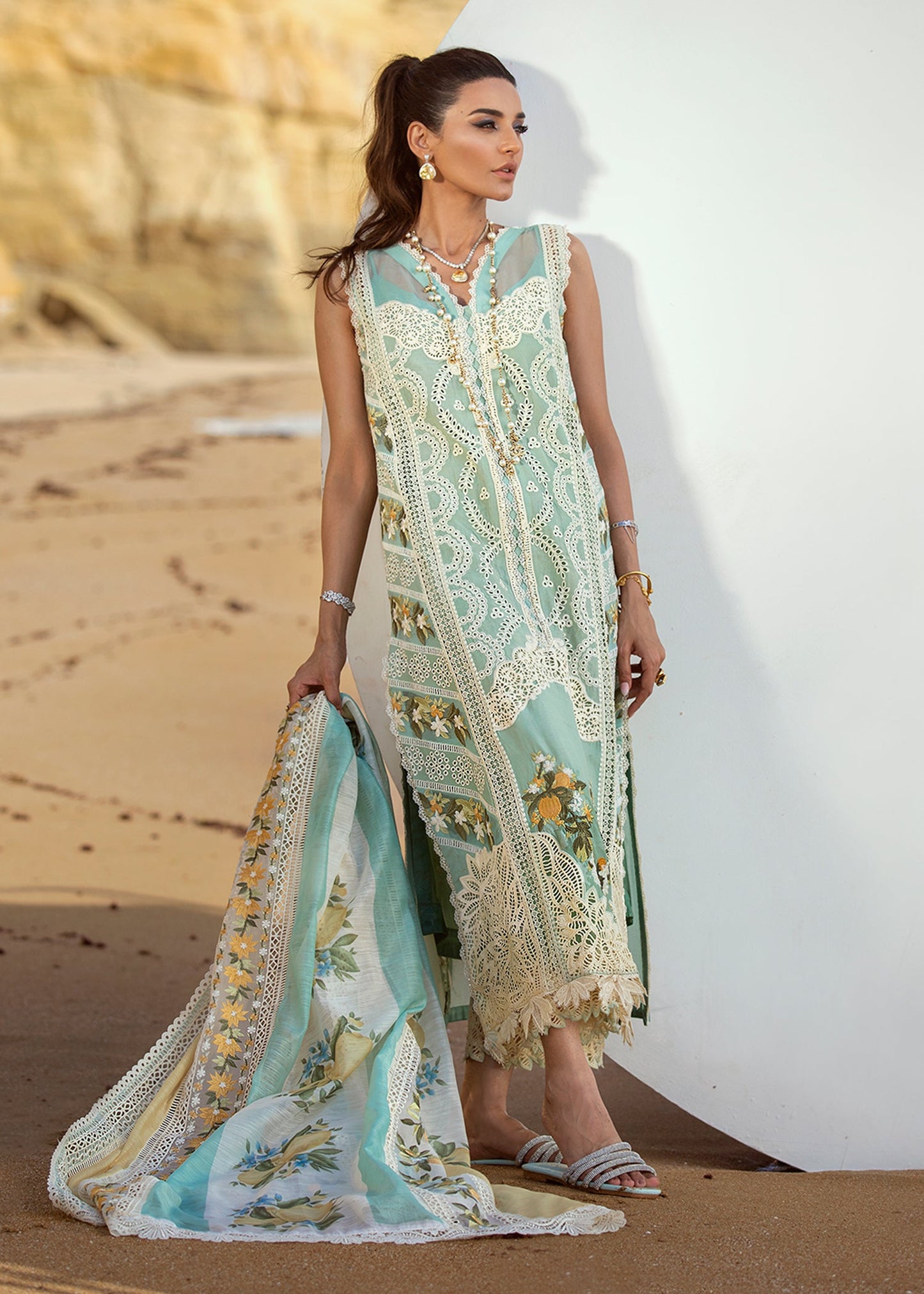 Sicilian Summer - 2A - Aqua | Crimson Serendipity Luxury Lawn Collection 2022