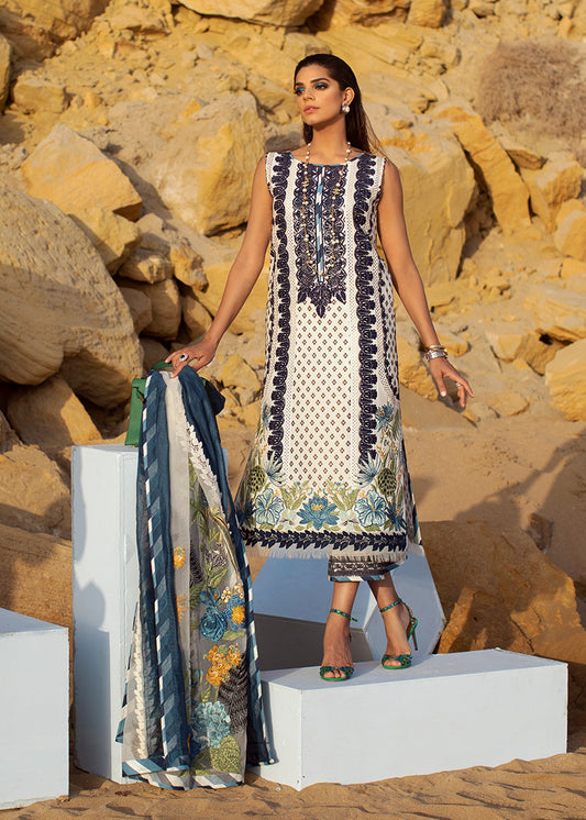 Summer Blooms - 6A - Cobalt | Crimson Serendipity Luxury Lawn Collection 2022