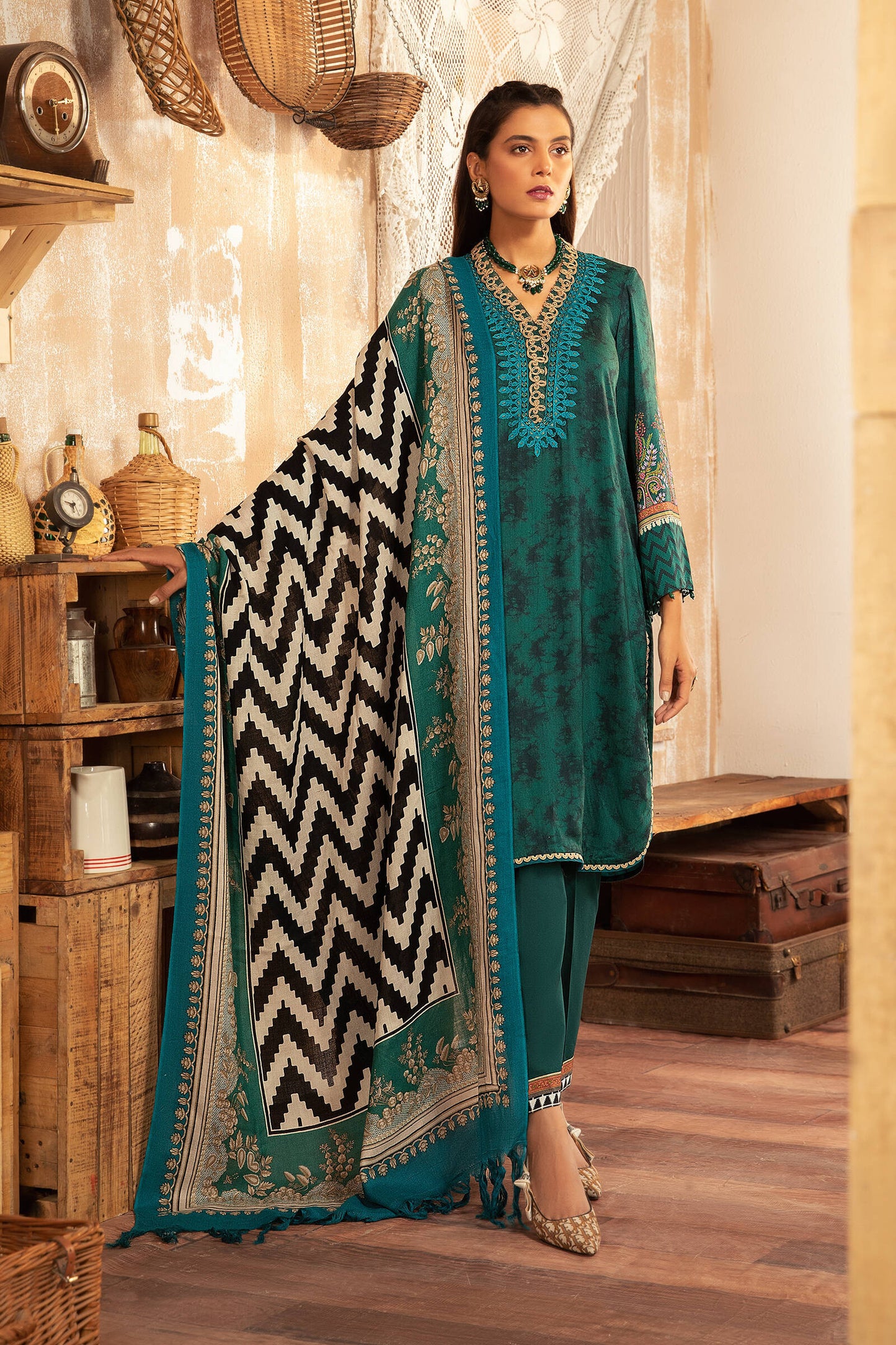 MPT 1202 B | Maria B MPrints Winter Collection 2021 | Unstitched Embroidered Dobby Linen Suits