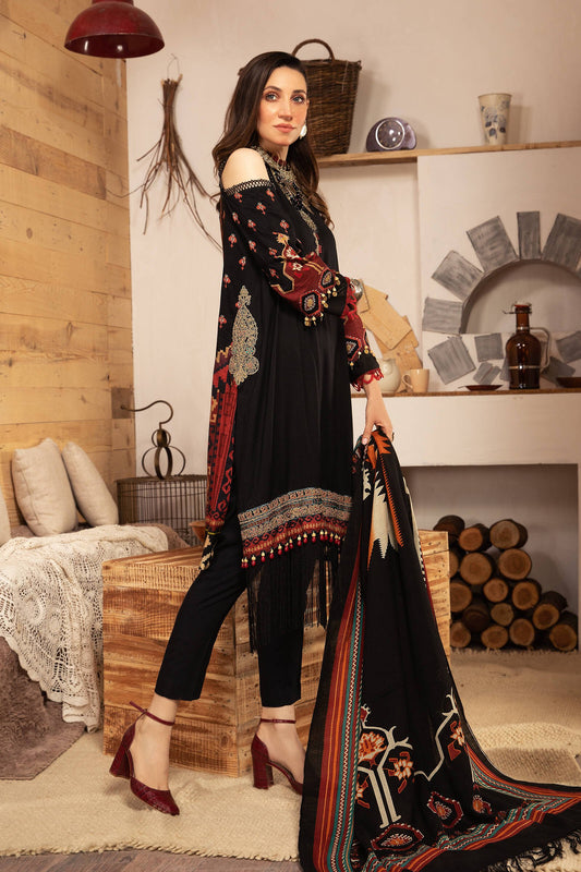 MPT 1206 B | Maria B MPrints Winter Collection 2021 | Unstitched Embroidered Dobby Linen Suits