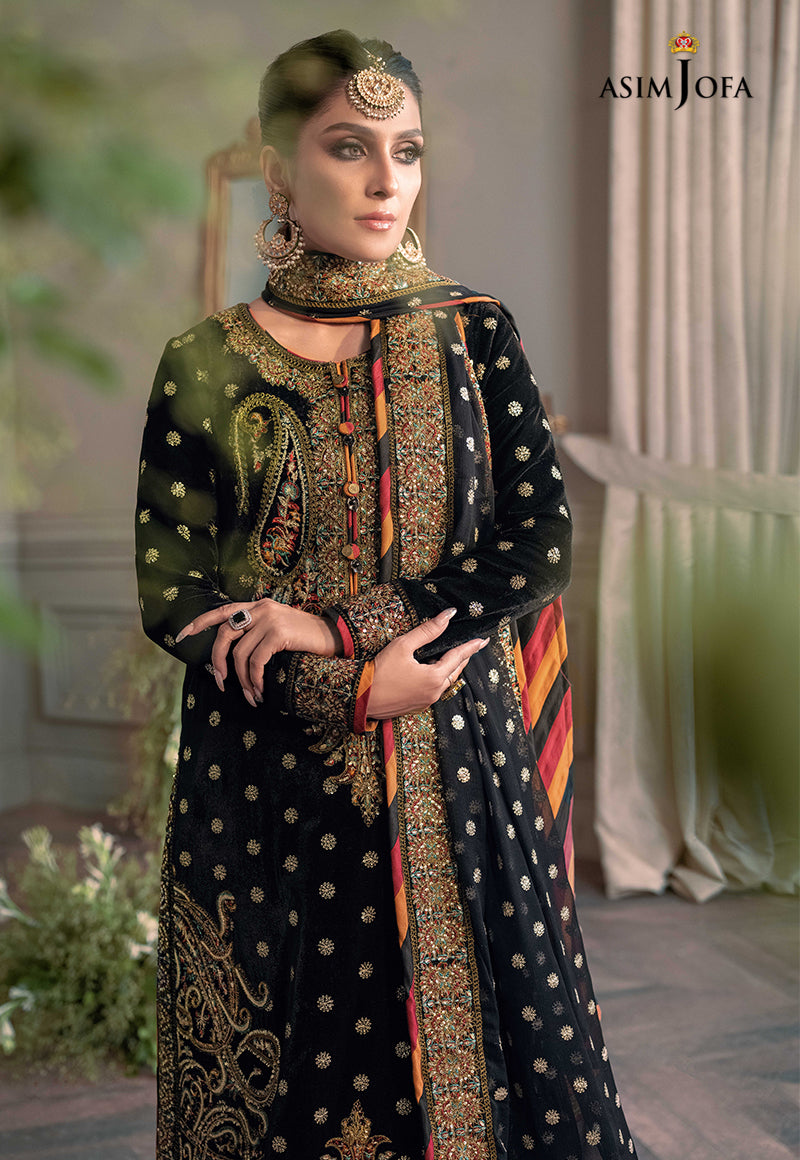 AJAM-02 | The Ayeza Edit by Asim Jofa Makhmal Royal Velvet Winter Collection 2022 | Unstitched Embroidered Velvet Suits