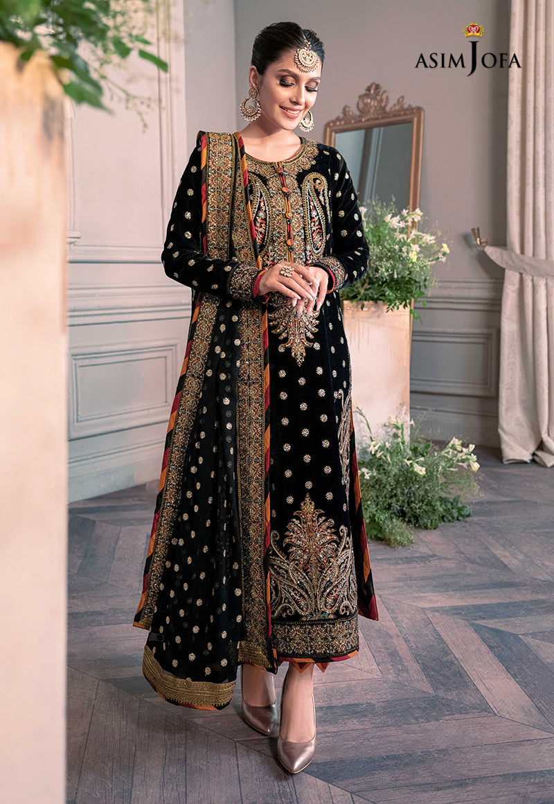 AJAM-02 | The Ayeza Edit by Asim Jofa Makhmal Royal Velvet Winter Collection 2022 | Unstitched Embroidered Velvet Suits