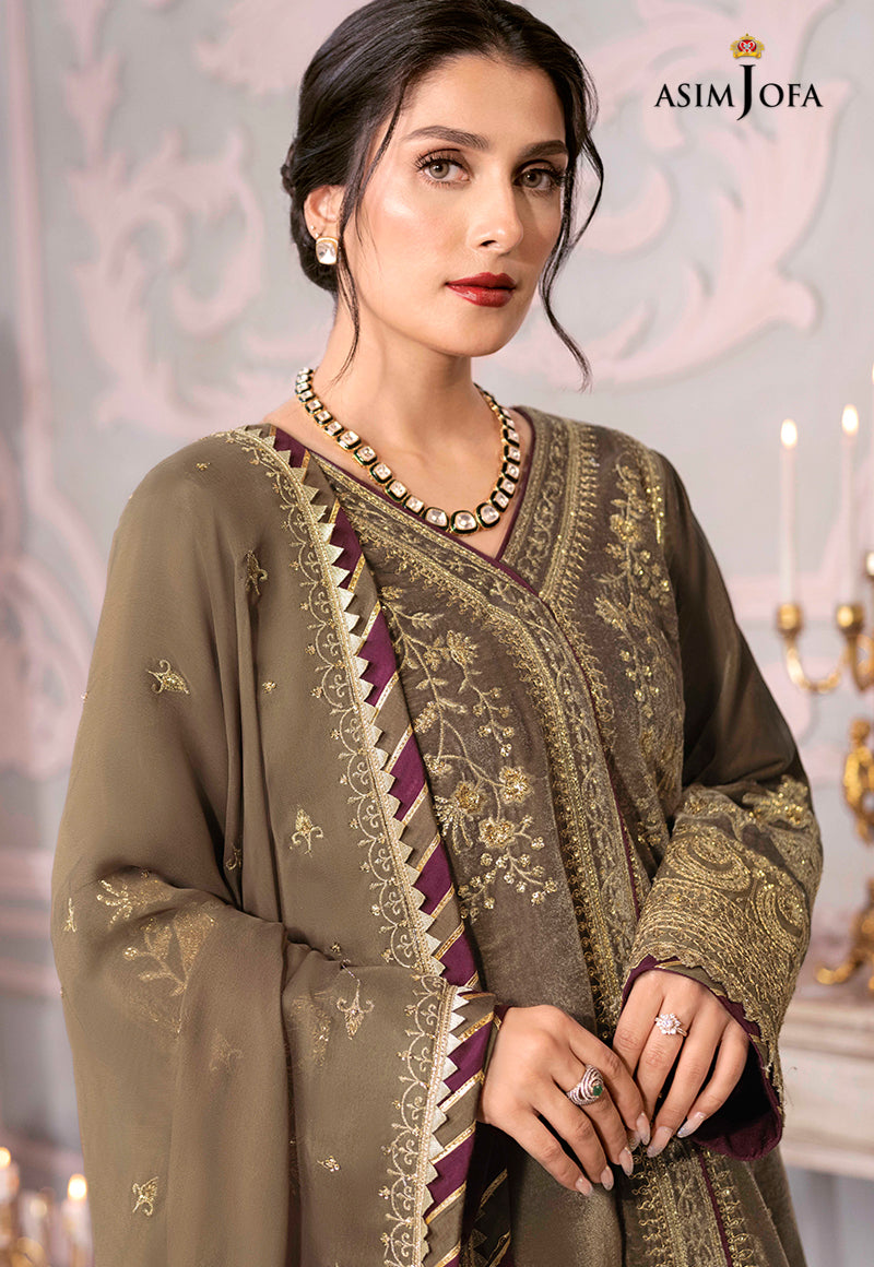 AJAM-03 | The Ayeza Edit by Asim Jofa Makhmal Royal Velvet Winter Collection 2022 | Unstitched Embroidered Velvet Suits