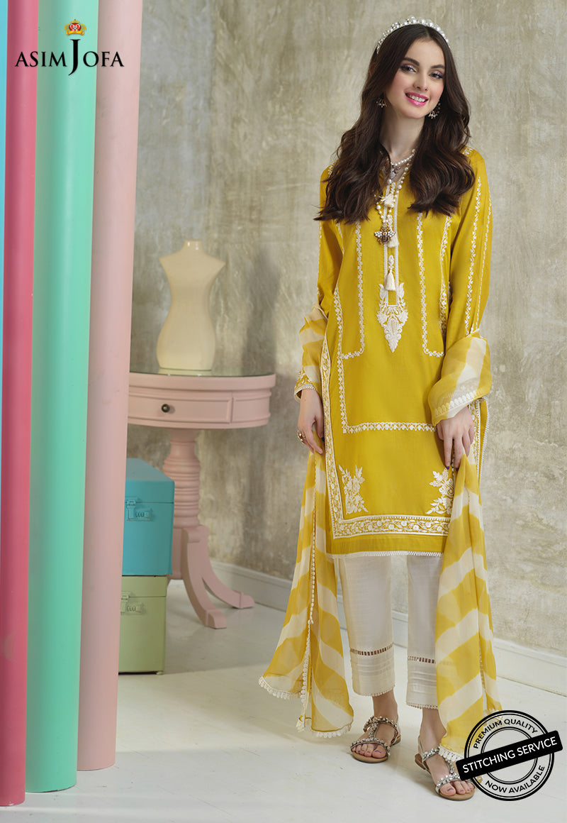 AJES-01 | Asim Jofa AJ Essentials Summer Collection 2022 | Embroidered Cotton Suits Unstitched 3 Piece
