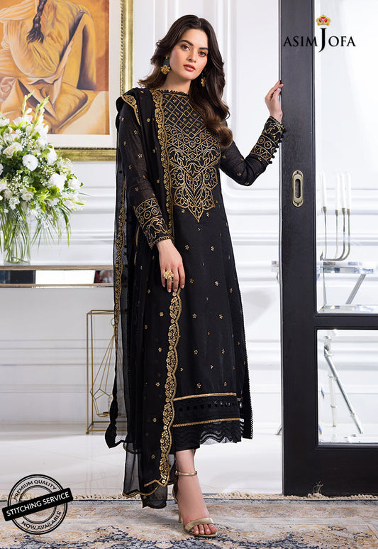 AJIM-14 Asim Jofa The Iqra & Minal Edit Winter Collection 2022 | Unstitched Embroidered Cotton Suits