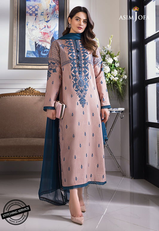AJIM-16 Asim Jofa The Iqra & Minal Edit Winter Collection 2022 | Unstitched Embroidered Cotton Suits