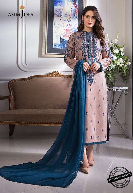 AJIM-16 Asim Jofa The Iqra & Minal Edit Winter Collection 2022 | Unstitched Embroidered Cotton Suits