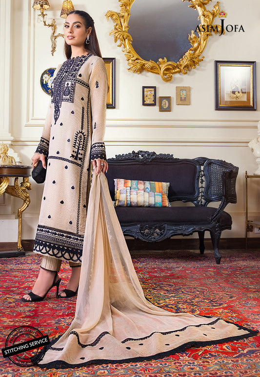 AJIM-17 Asim Jofa The Iqra & Minal Edit Winter Collection 2022 | Unstitched Embroidered Cotton Suits