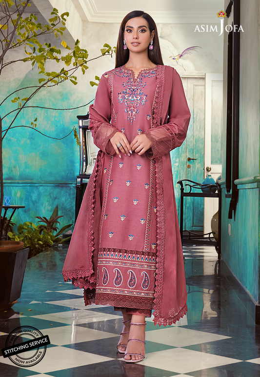 AJIM-23 Asim Jofa The Iqra & Minal Edit Winter Collection 2022 | Unstitched Embroidered Cotton Suits