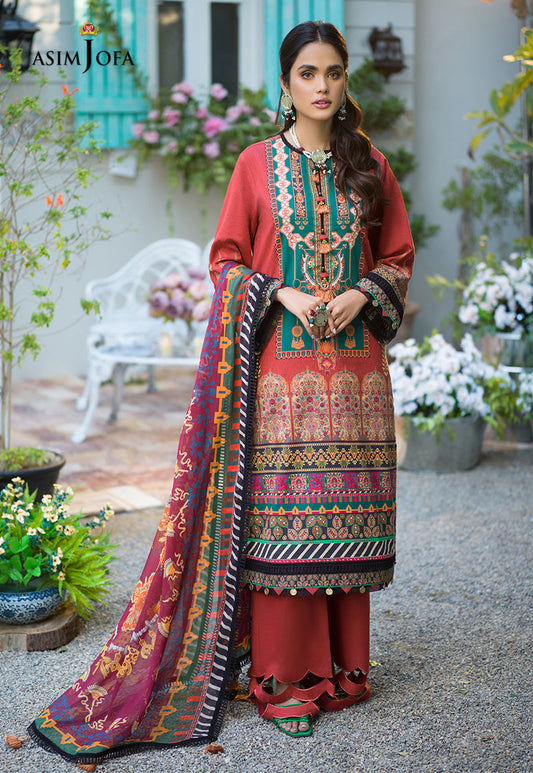 AJPR-12 | Asim Jofa Prints Rania Collection 2022 | Unstitched Embroidered Lawn Suits