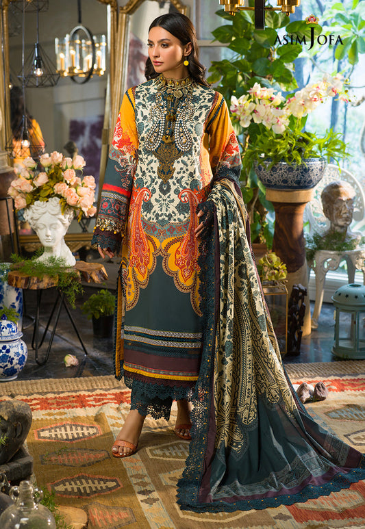 AJPR-18 | Asim Jofa Prints Rania Collection 2022 | Unstitched Embroidered Lawn Suits