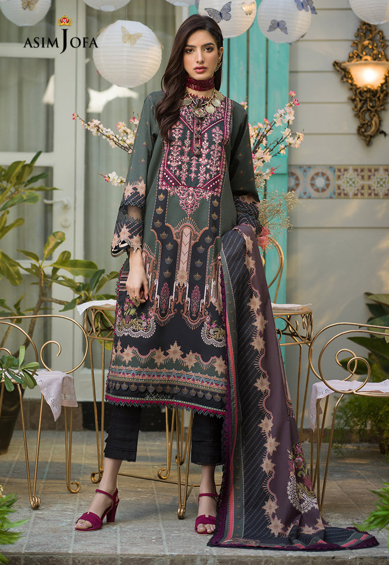 AJPR-19 | Asim Jofa Prints Rania Collection 2022 | Unstitched Embroidered Lawn Suits