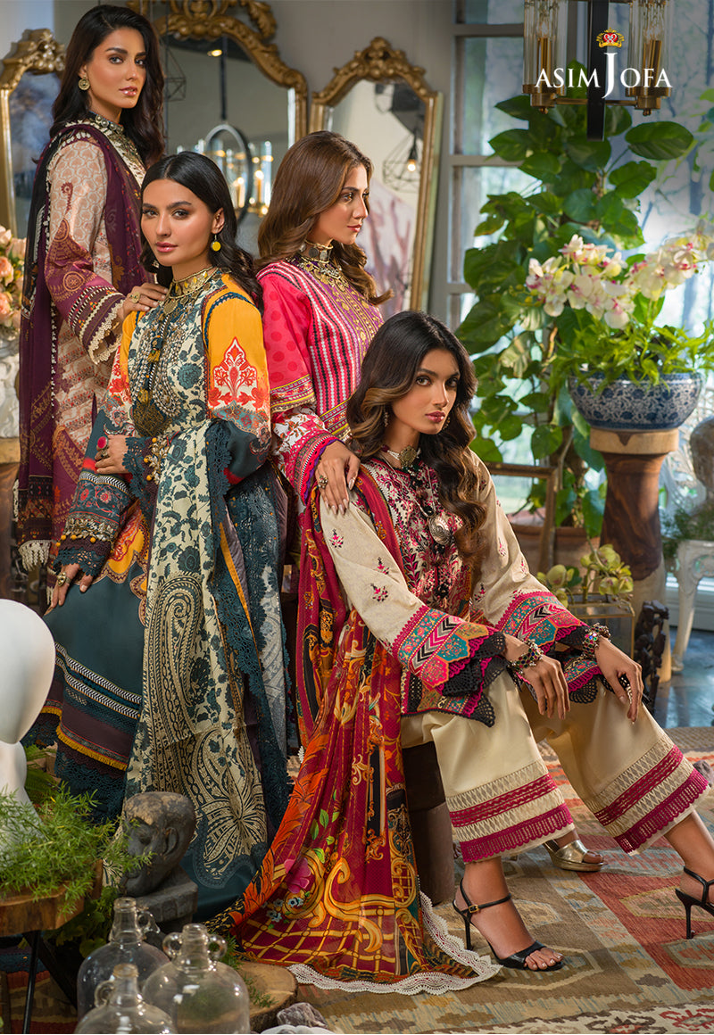 AJPR-23 | Asim Jofa Prints Rania Collection 2022 | Unstitched Embroidered Lawn Suits