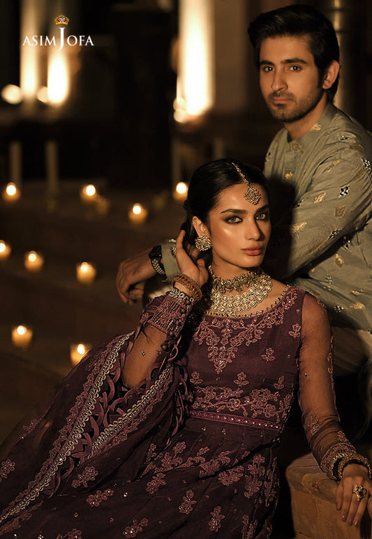 AJST-17 | Asim Jofa Sadqay Tumharay Eid Collection 2022 | Unstitched Embroidered Chiffon Suits