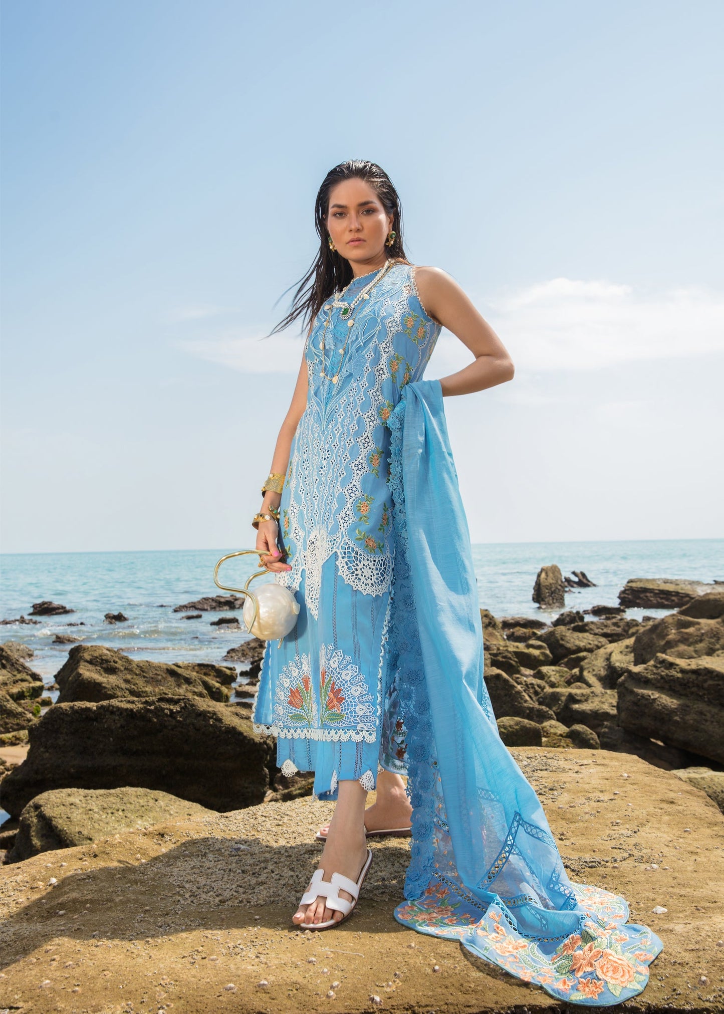 Spring Blooms Periwinkle | Crimson Luxury Lawn Collection 2023 | Unstitched Embroidered Lawn Suits