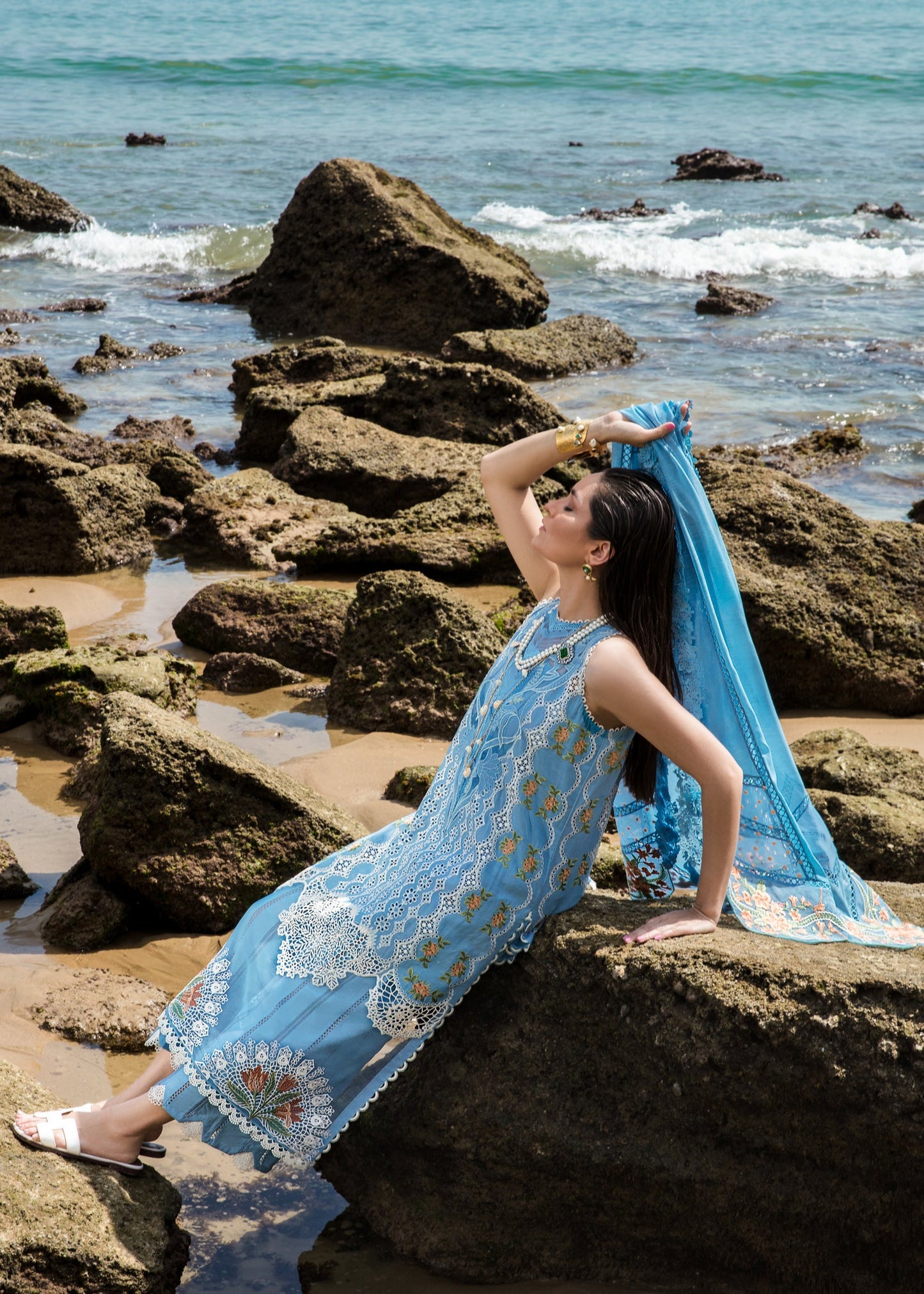 Spring Blooms Periwinkle | Crimson Luxury Lawn Collection 2023 | Unstitched Embroidered Lawn Suits