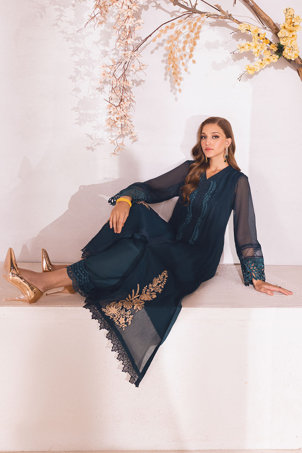 Basil Blooms |  Azure Ensembles Chiffon 3PCS 2023