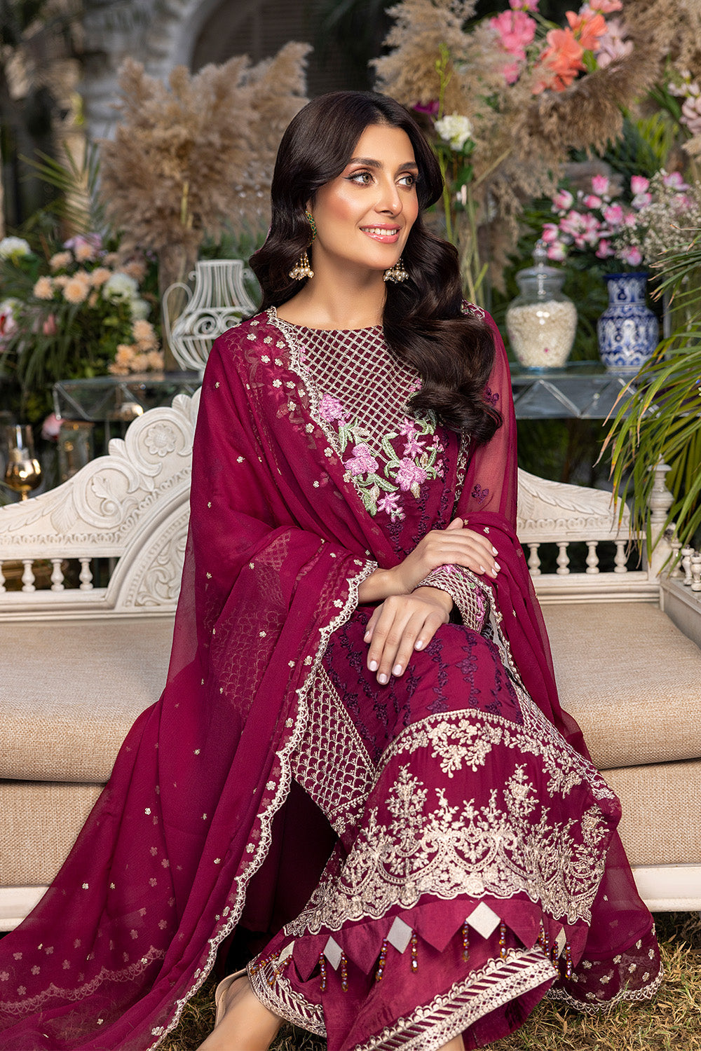 Carmine | Azure Luxe Embroidered 3pcs Collections 2023