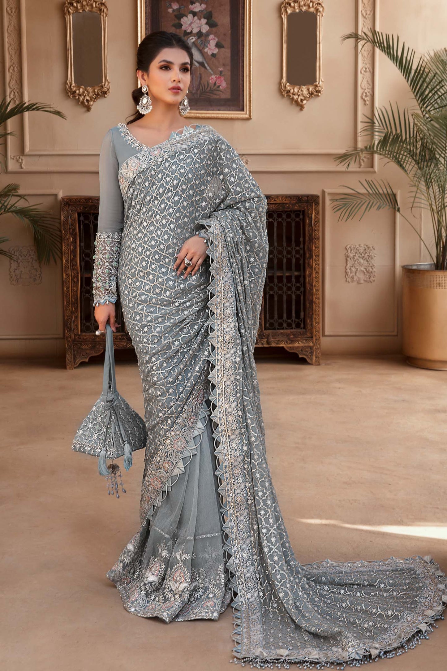 Unstitched MBROIDERED - Blue BD-2602 | Maria B Mbroidered Heritage Luxury Edition 2023 | Unstitched Embroidered Organza Suits