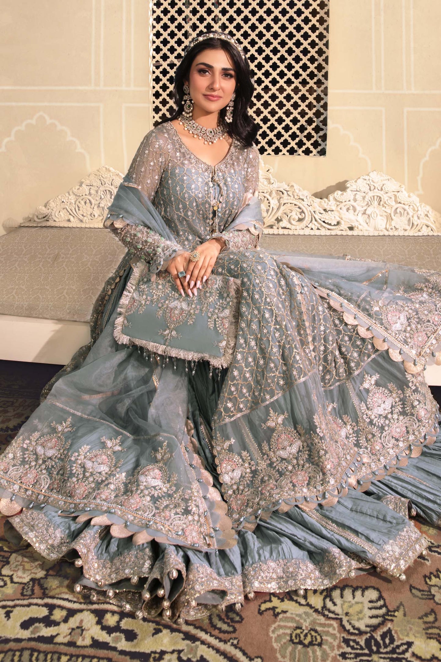 Unstitched MBROIDERED - Blue BD-2602 | Maria B Mbroidered Heritage Luxury Edition 2023 | Unstitched Embroidered Organza Suits
