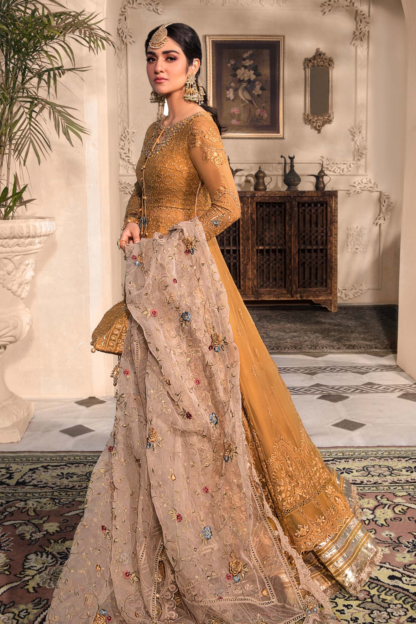 Unstitched MBROIDERED - Mustard BD-2606 | Maria B Mbroidered Heritage Luxury Edition 2023 | Unstitched Embroidered Organza Suits