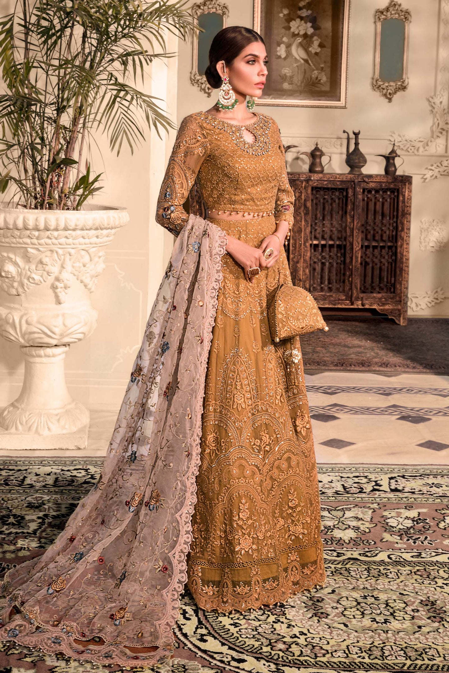 Unstitched MBROIDERED - Mustard BD-2606 | Maria B Mbroidered Heritage Luxury Edition 2023 | Unstitched Embroidered Organza Suits