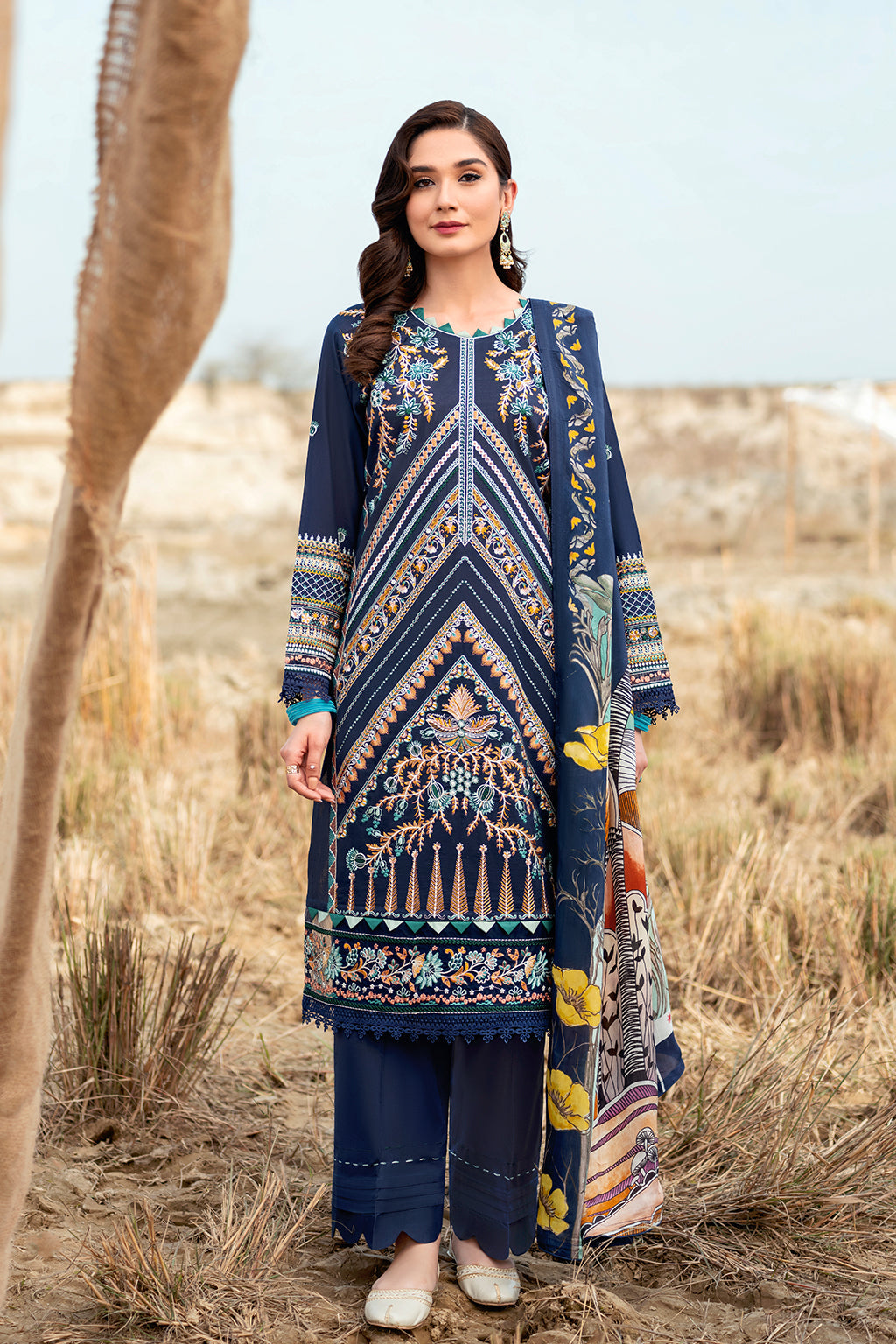 Y-608  |  Ramsha Riwayat Luxury Lawn Vol 7 Collection | Unstitched Lawn Embroidered Suits