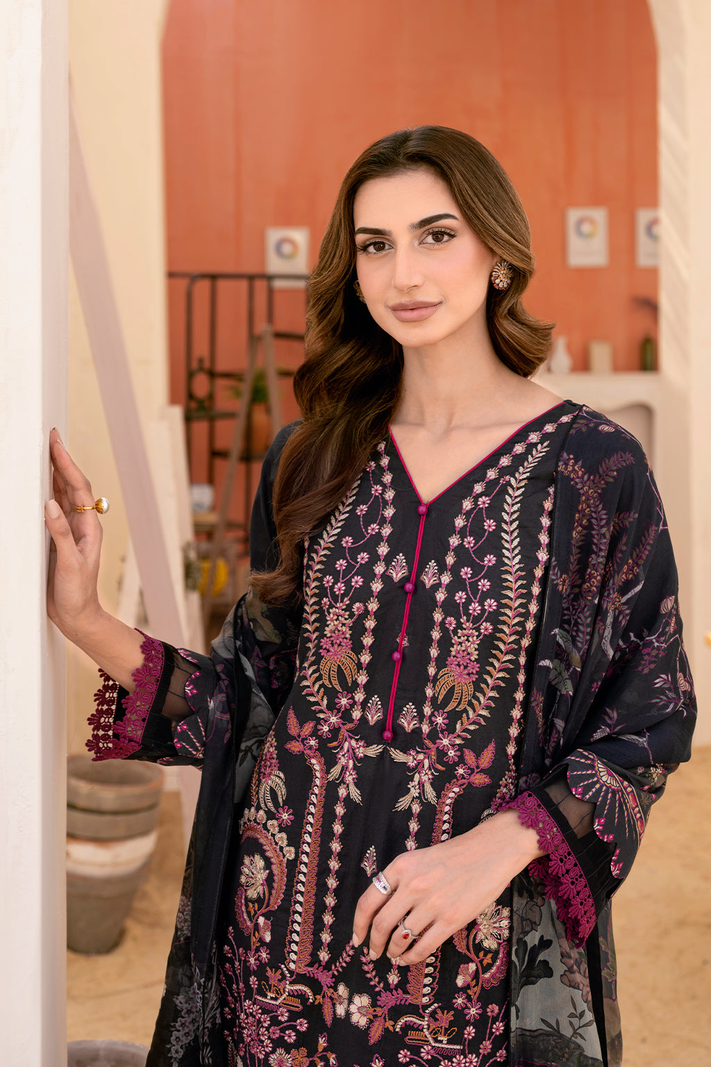 Y-703 |  Ramsha Riwayat Luxury Lawn Vol 7 Collection | Unstitched Lawn Embroidered Suits