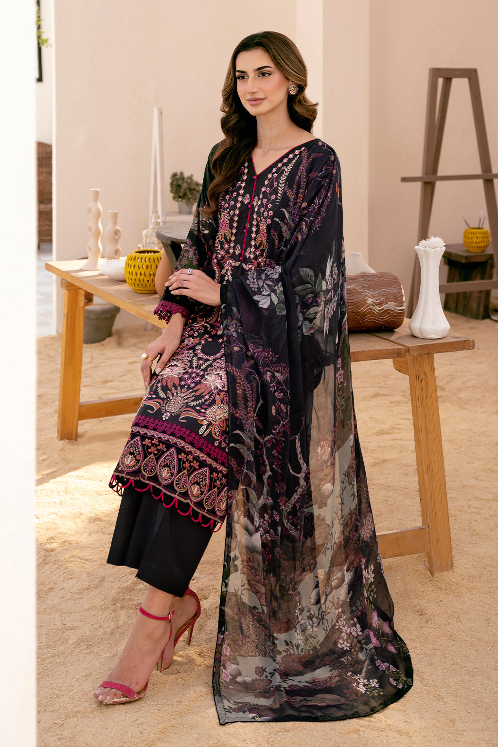 Y-703 |  Ramsha Riwayat Luxury Lawn Vol 7 Collection | Unstitched Lawn Embroidered Suits
