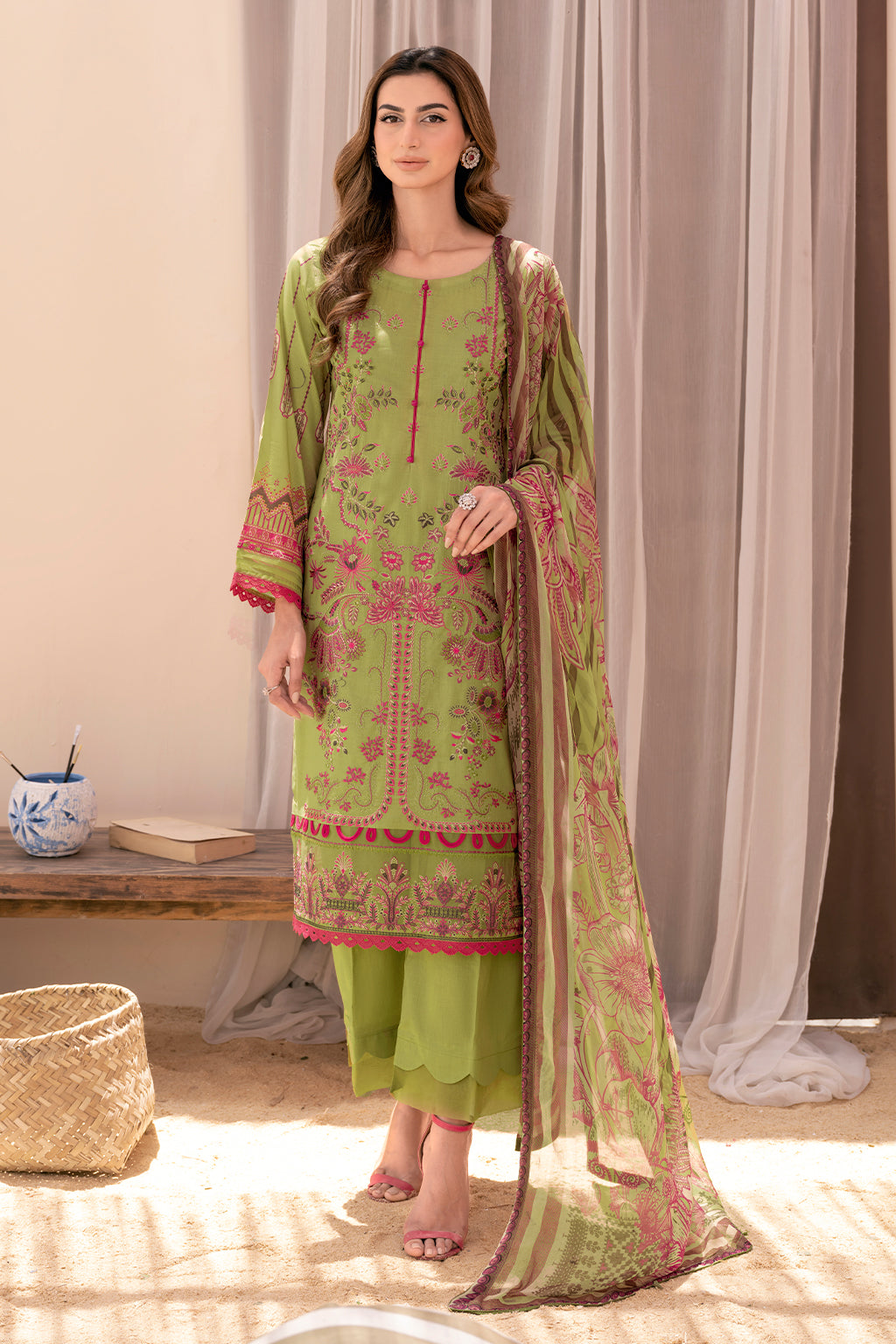 Y-712  |  Ramsha Riwayat Luxury Lawn Vol 7 Collection | Unstitched Lawn Embroidered Suits