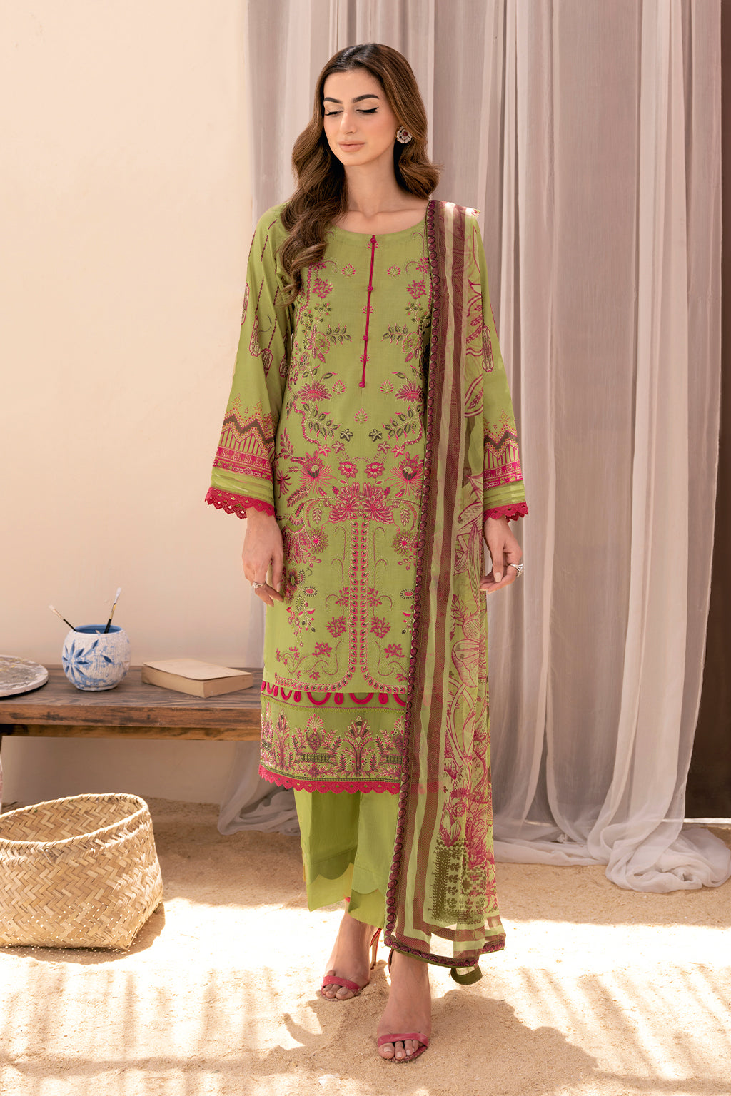 Y-712  |  Ramsha Riwayat Luxury Lawn Vol 7 Collection | Unstitched Lawn Embroidered Suits