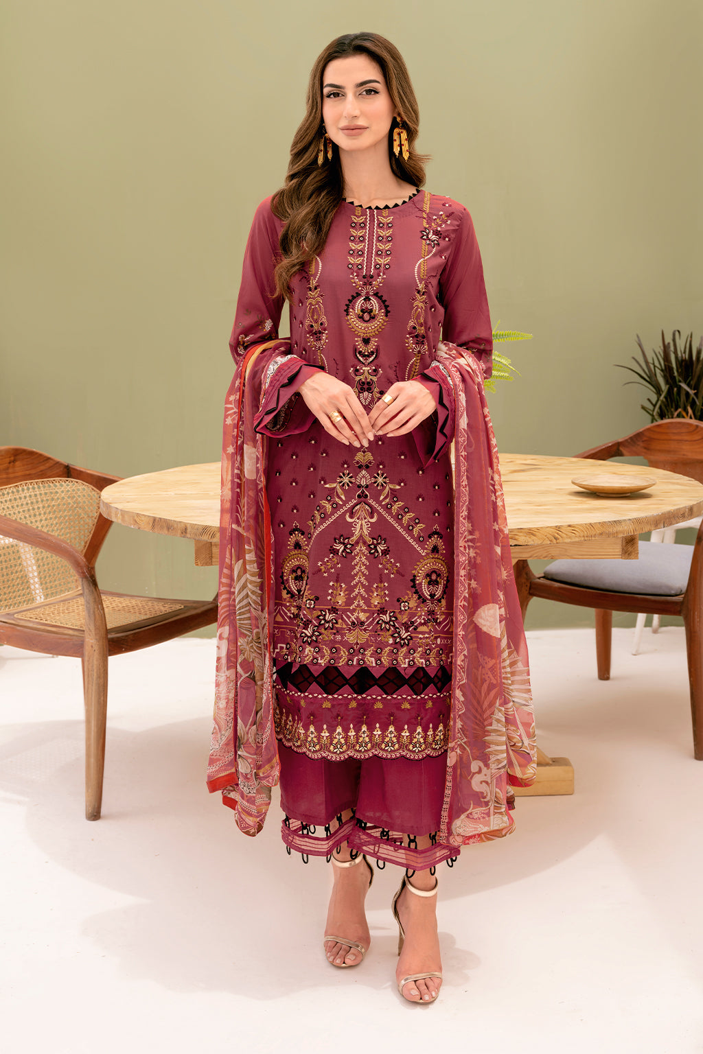 Y-708 |  Ramsha Riwayat Luxury Lawn Vol 7 Collection | Unstitched Lawn Embroidered Suits