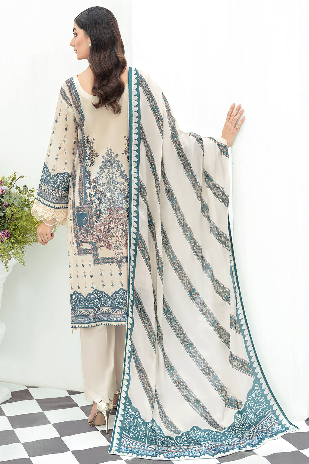 Y-503 |  Ramsha Riwayat Luxury Lawn vol 7 Collection | Unstitched Lawn Embroidered Suits