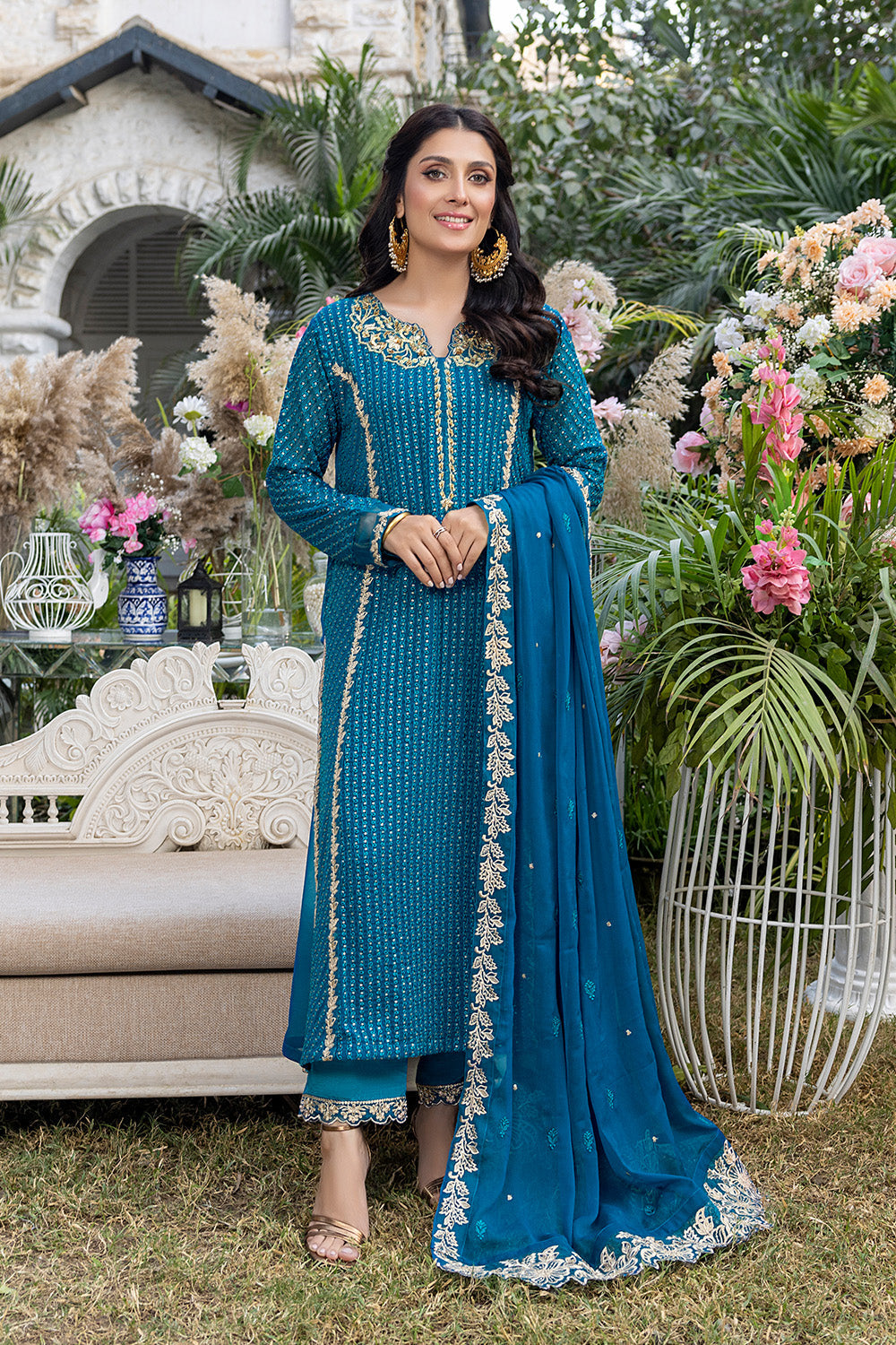 Dreamy Iris | Azure Luxe Embroidered 3pcs Collections 2023