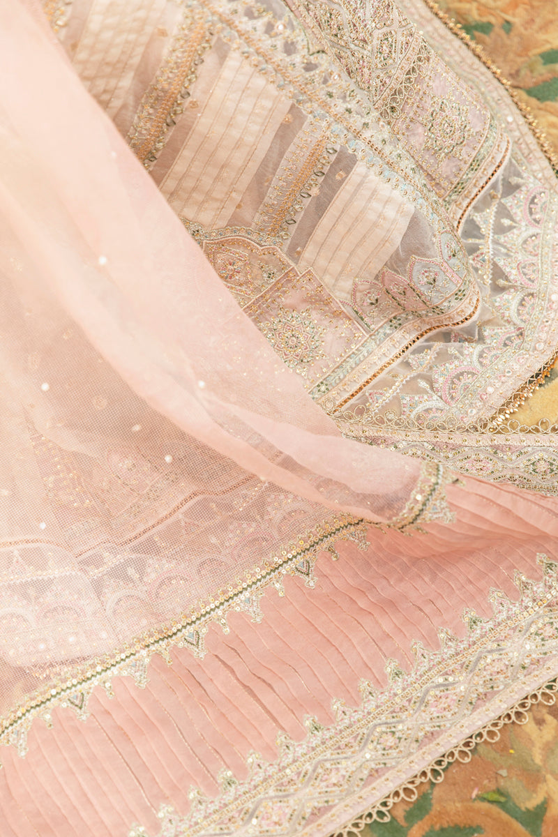 KF-01  MINAIL | Qalamkar Khaab Festive Formal Collection 2022 | Luxury Embroidered Unstitched Chiffon Suits