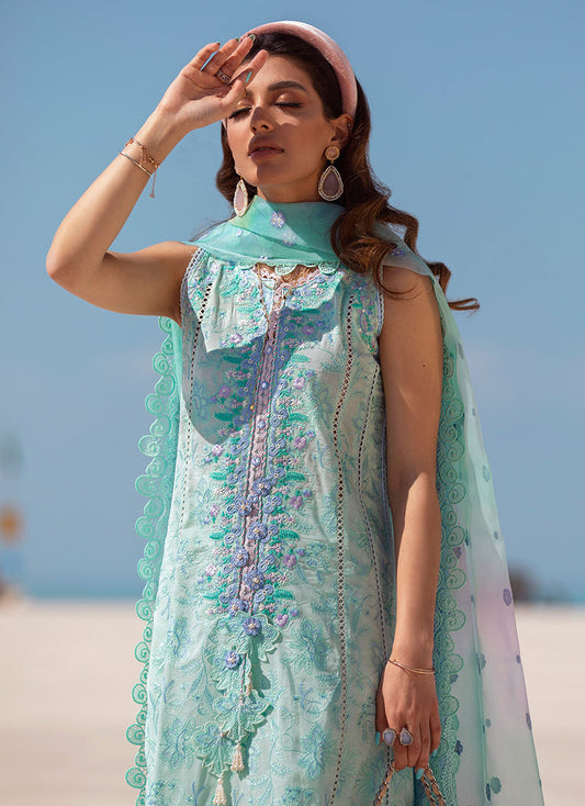 Mykonos Sky | Farah Talib Aziz ILO ILO Luxury Lawn Collection 2022 | Unstitched Embroidered Lawn Suits